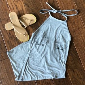 NWT Grey Halter Mermaid Beach Cover-up Dress